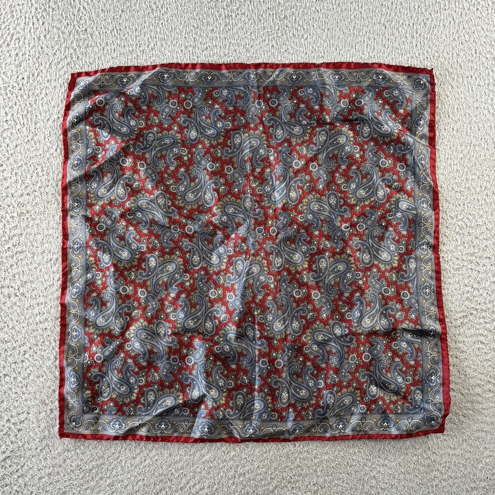 Ashear Silk Pocket Square 19x19 Paisley Hand Rolled Made in Italy